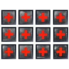 Group of 12 Original Red Cross Paintings Very Graphic