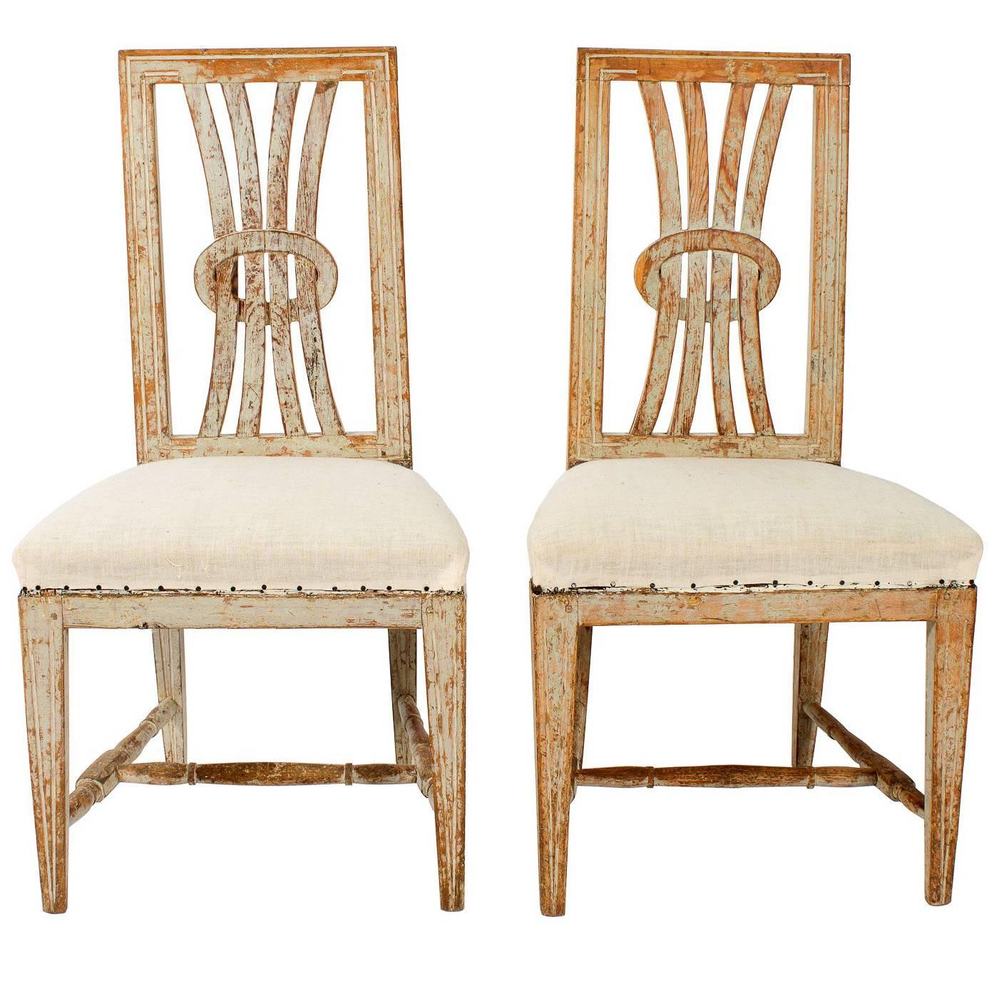 Open Back Gustavian Chairs For Sale