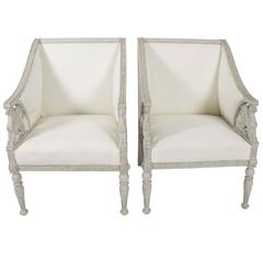 Griffin Detail Square Back Armchairs 12