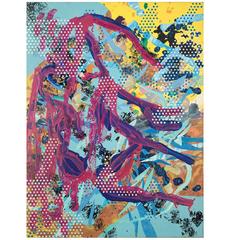 Striking Oil on Canvas Abstract Painting Titled, "Stormwatch" by Mark Millene