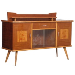 Mid-Century Modern Melchiorre Bega Style Buffet Beech Rosewood and Inlaid Maple