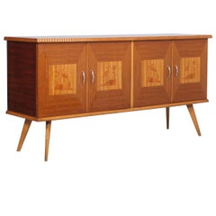 Mid-Century Modern Melchiorre Bega Style Buffet Beech Rosewood and Inlaid Maple