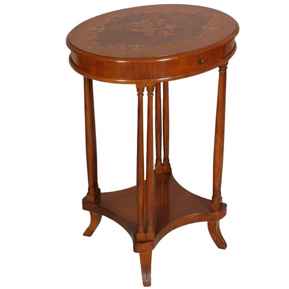 1940s Italian Sorrento Étagère Side Table Walnut, Burl Walnut veneer with inlay For Sale