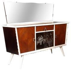 Mid-Century Ico Parisi manner Art Deco Credenza Buffet Walnut Laquered, Aplique 7