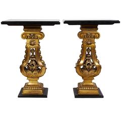 Pair of French Belle Époque Ormolu Bronze Side Tables with Black Marble Tops 8