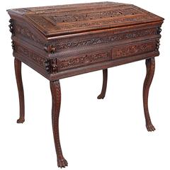 Exquisite Anglo-Indian Sandalwood Carved Writing Desk Mysore, South India
