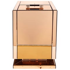 French Art Deco Beveled Mirrored Glass Nickeled Brass Bar Cabinet, 1930s