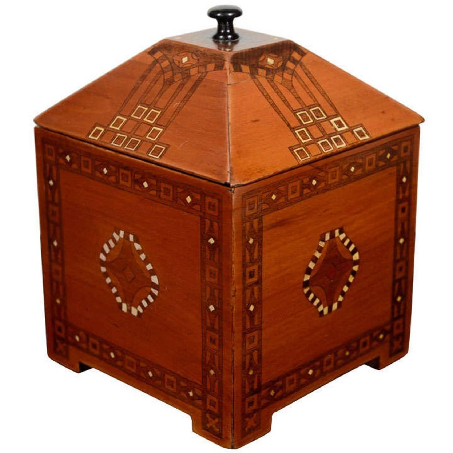 Inlaid Wooden German Box, circa 1900 For Sale