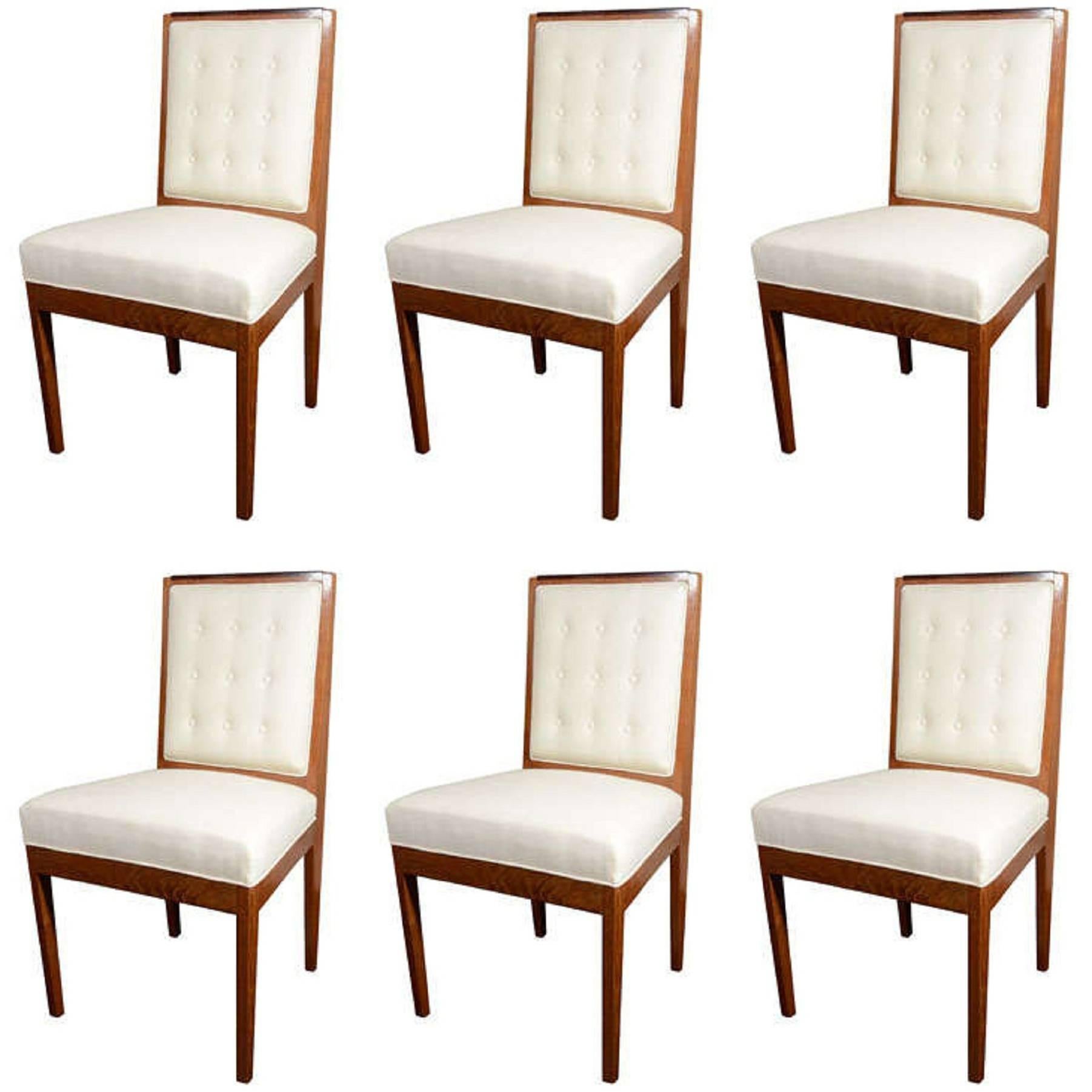 Set of Six Upholstered Dining Chairs, French, circa 1940 For Sale