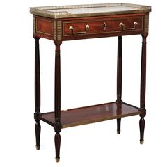 Antique English Regency  Console Side Table Made of Mahogany and Brass with Marble Top
