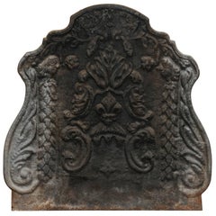 19th Century French Iron Fireback with Fleur de Lis