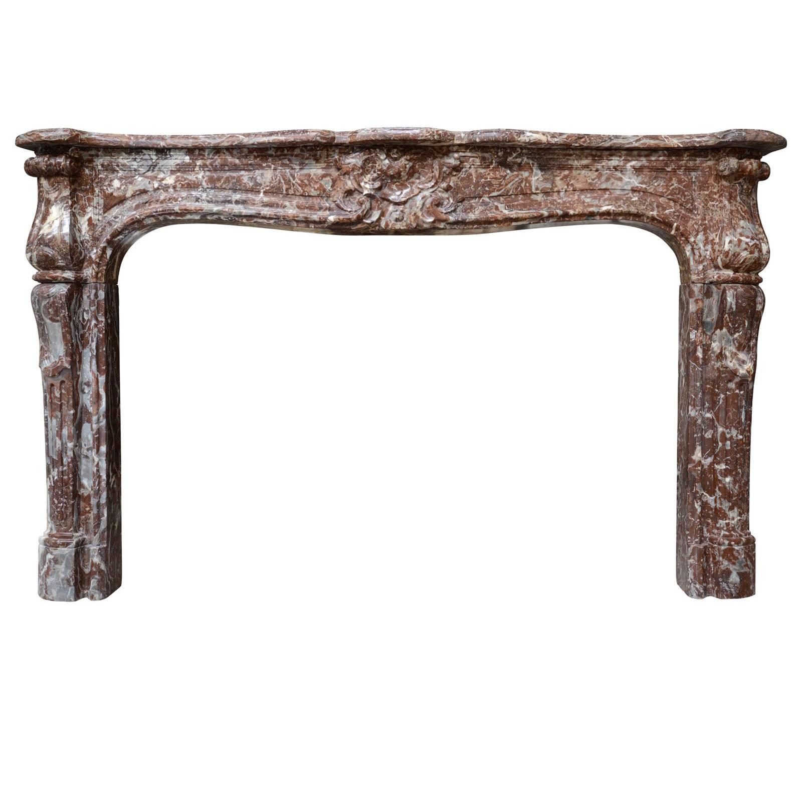Louis XV Period Belgium Rance Marble Fireplace, 18th Century For Sale