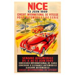 Original Vintage Car Week Event Poster for the Nice International Speed Circuit