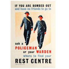 Original Vintage World War II Propaganda Poster, "If You Are Bombed Out..."