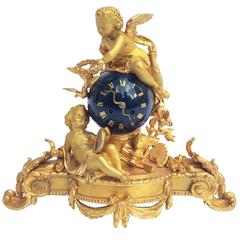 19th Century Gilt Bronze Table Clock with Cherubs