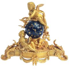 19th Century Gilt Bronze Table Clock with Cherubs