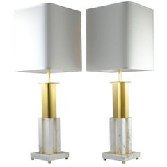Pair of Calacatta Marble Table Lamps