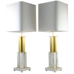 Pair of Calacatta Marble Table Lamps 3