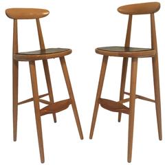 Oak Bar Stools by Danish Designer Vilhelm Wohlert