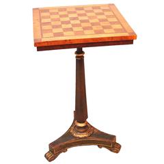 Antique Regency Bird's-Eye Maple, Painted & Parcel Gilded Chess Table
