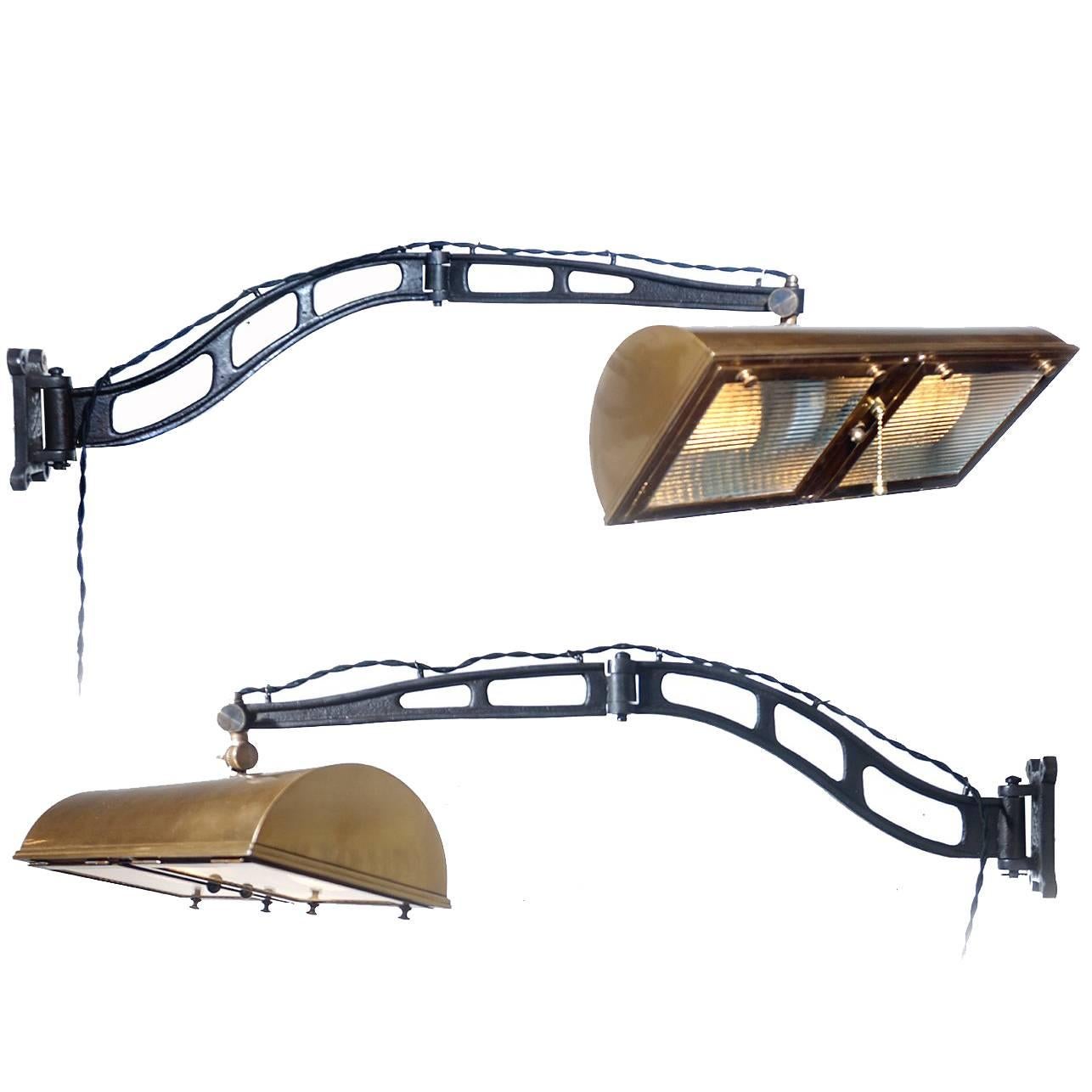 Pair of Frink Mirrored Articulated Arm Wall Lamps