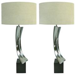 1960s Pair of Sculptural Nickel Table Lamps by Laurel Lighting 3