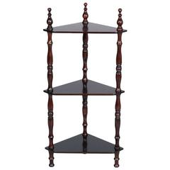 Last 19th Century Italian Corner Étagère Turned Walnut Ebonized Restored 7