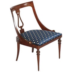 Italy 19th Century Walnut Directory "Gondola" Chair Restored new-Upholstered