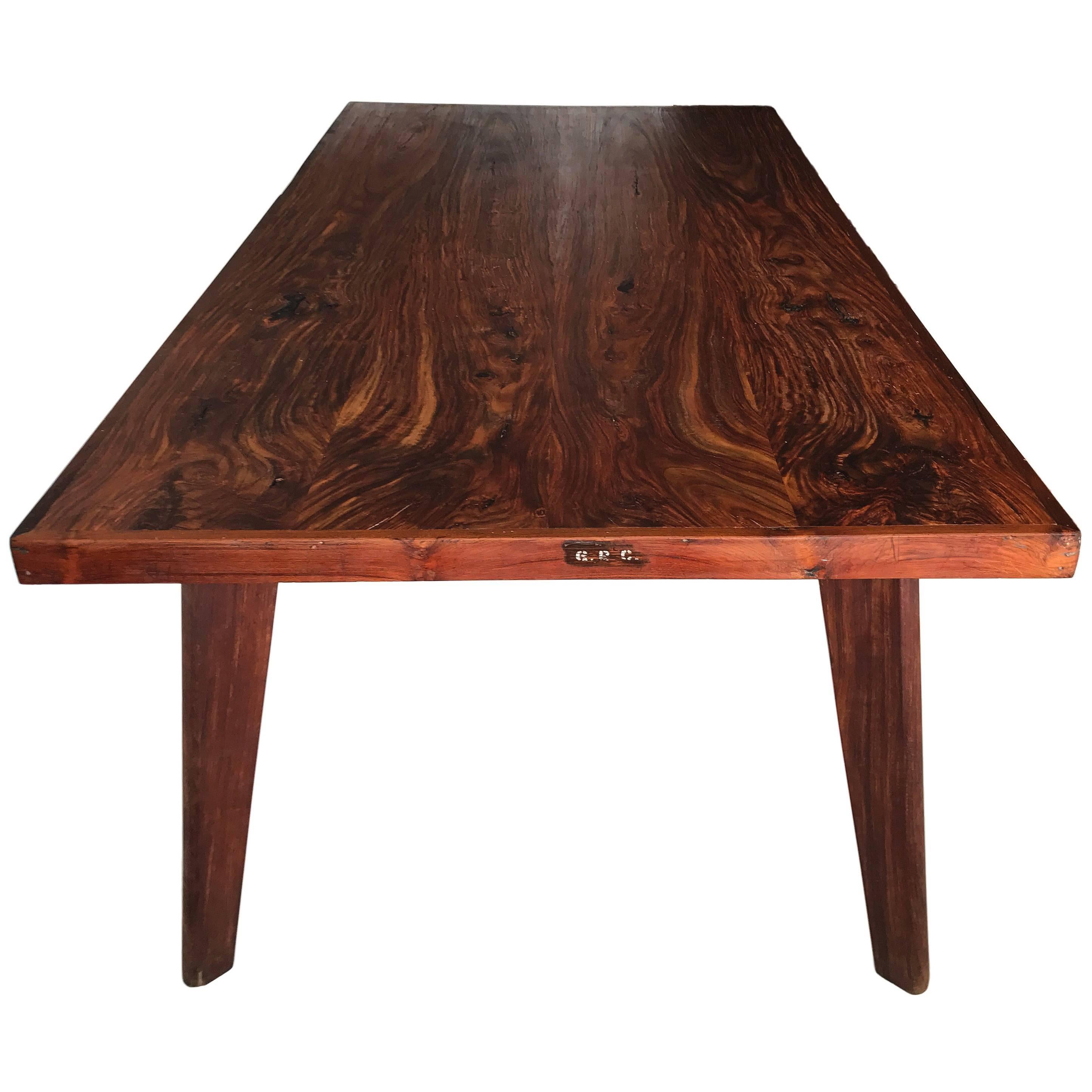 Monumental Pierre Jeanneret Table in Solid Sissoo Rosewood