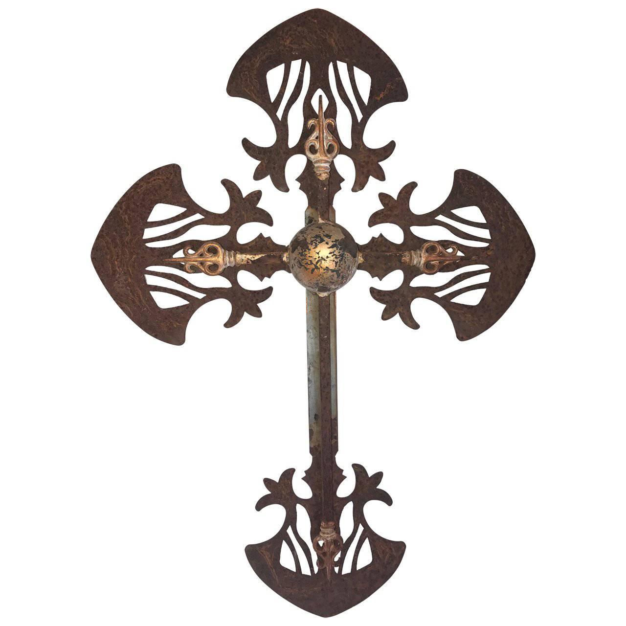 Large French 19th Century Religious Iron Cross