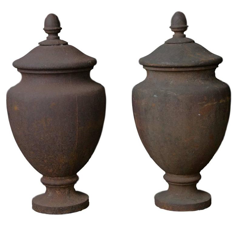 Pair of Antique Cast Iron Finials For Sale