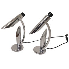 Vintage Futurist 'Tharsis' Chrome Desk Lamp by Fase, 1970s