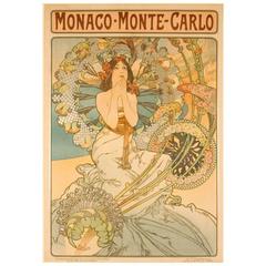 Alphonse Mucha Monaco-Monte Carlo 1897 Original Art Nouveau Poster