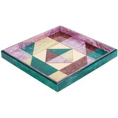 Edie Parker Home Square Tray Geo 1 in Malachite Acrylic