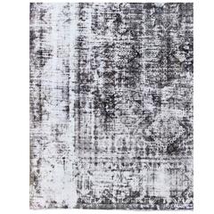 Distressed Vintage Persian Rug with Modern Design in Shades of Gray & Charcoal