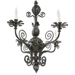 Converted Victorian Wrought Iron Chandelier, circa 1899