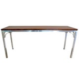 Console/table basse en ronce de noyer et aluminium de Tomlinson