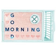 Edie Parker Home Breakfast Tray Good Morning in Blue and Pink
