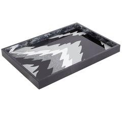 Edie Parker Home Ripple Tray in Obsidian Black and Grey Multi Acrylic