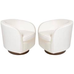 Pair of Milo Baughman Lounge Chairs with Swivel Bases