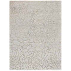 Mansour Modern Handwoven Abstract Collection Wool and Silk Fleur Rug