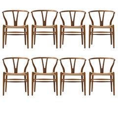Early Production Hans Wegner Wishbone Chairs, Set of Eight 12