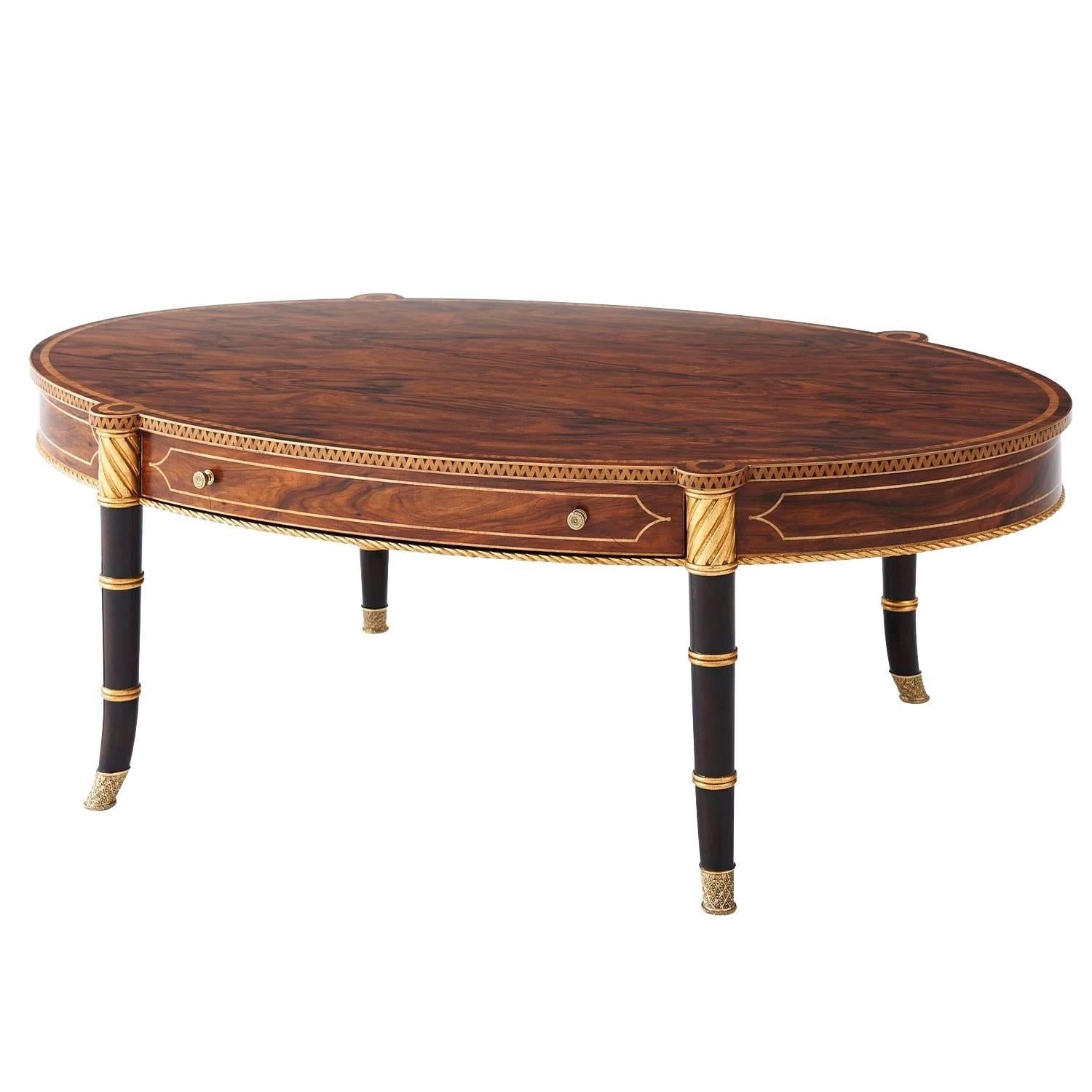 Wild Rosewood Veneered and Satinwood Banded Cocktail Table For Sale