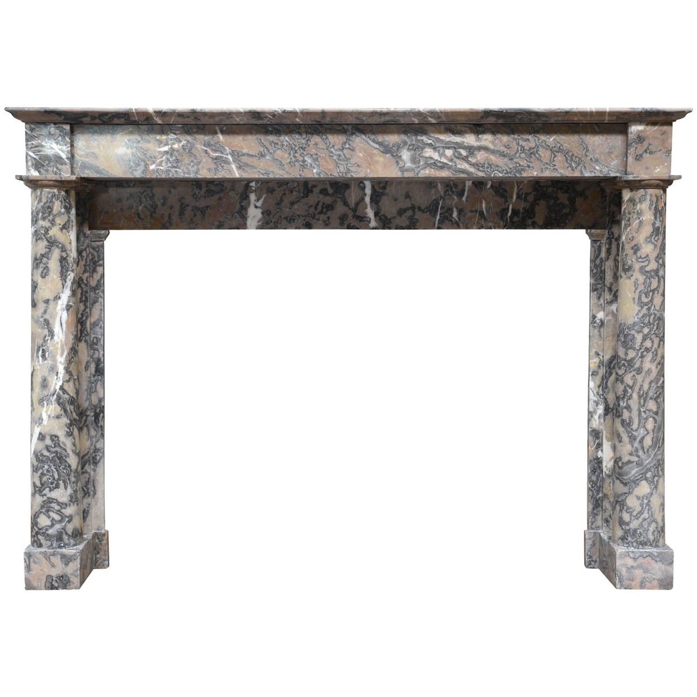 French Empire Period Caunes Grey Marble Fireplace, 19th Century For Sale