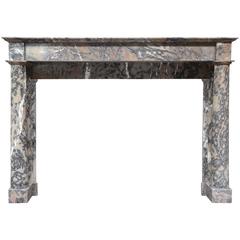 Antique French Empire Period Caunes Grey Marble Fireplace, 19th Century