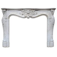 French Louis XV Style Carrara Marble Fireplace, 19th Century