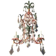 Possibly Jansen Tole and Crystal Red and Green Chandelier