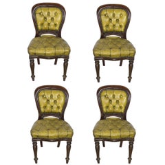 Antique Set of Four 19th Century William IV Tufted Leather Side Chairs