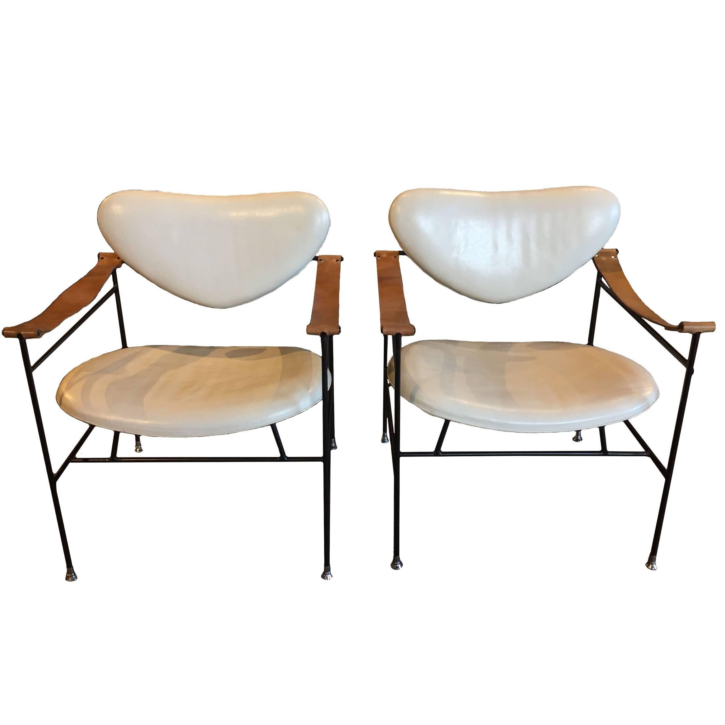 Pair of Metal Side Chairs For Sale