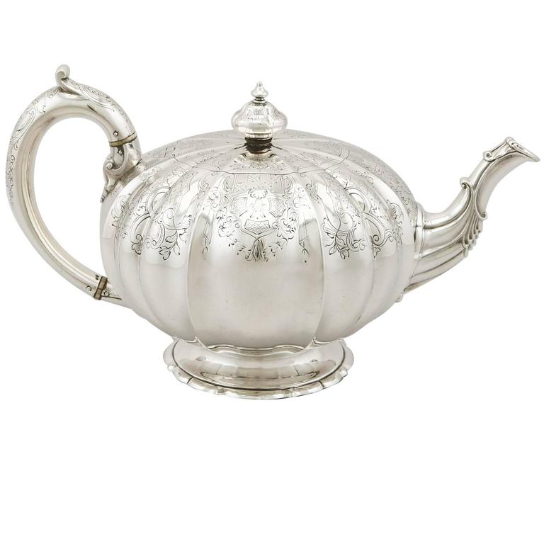 Antique Victorian Sterling Silver Teapot For Sale at 1stdibs